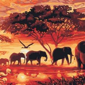 DonElton's Paint by numbers kit Safari con elefantes painting